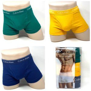 SANTA’S DEAL 🎄 3-PACK Calvin Klein Men's Cotton Stretch Logo Trunk Green Yellow